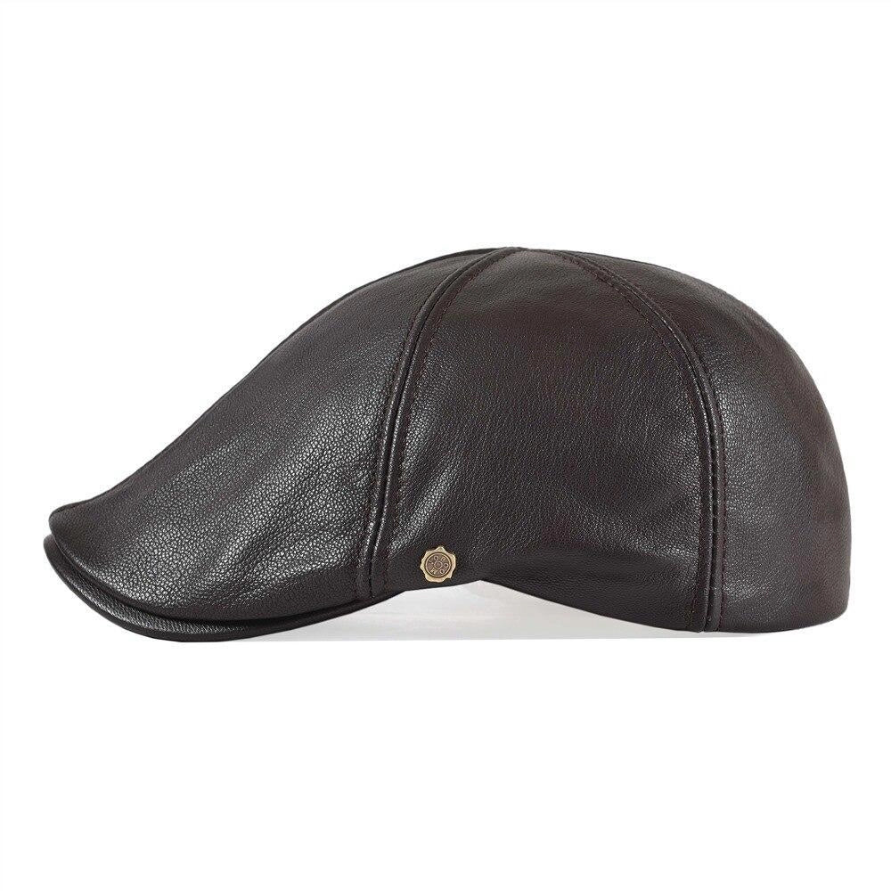 Casquette Plate en Cuir - Acajou 2