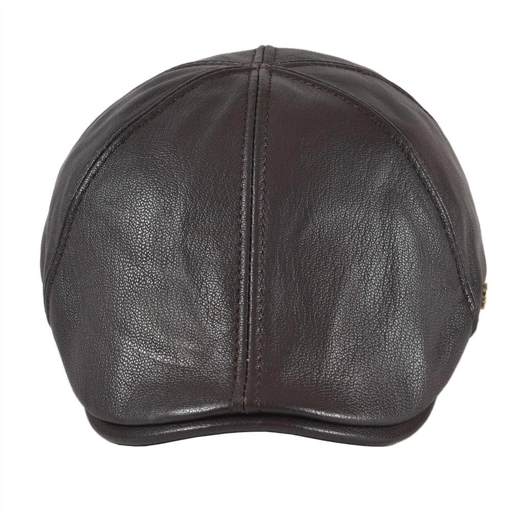 Casquette Plate en Cuir - Acajou 3