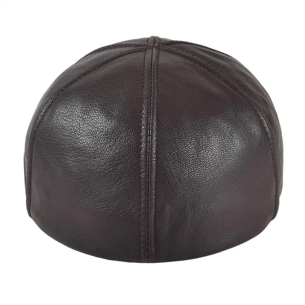 Casquette Plate en Cuir - Acajou 4