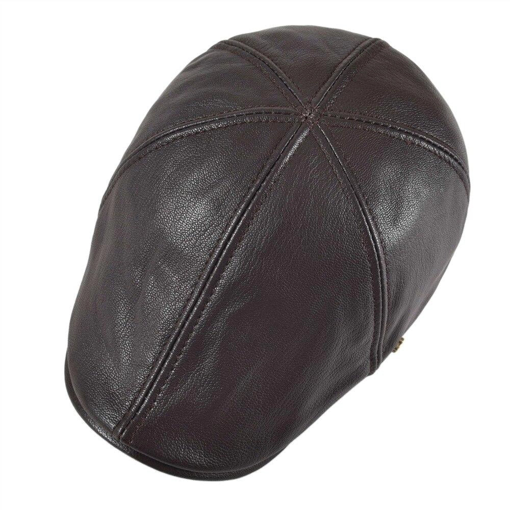 Casquette Plate en Cuir - Acajou 5