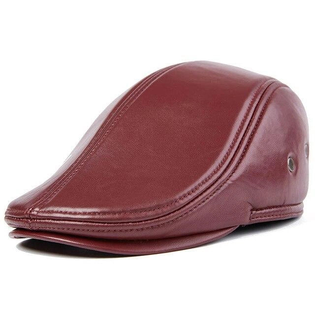 Casquette Plate en Cuir - Bordeaux 1