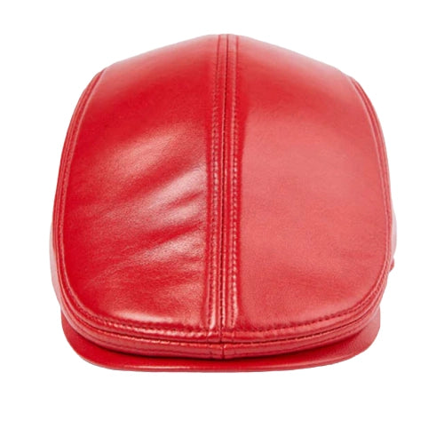 Casquette Plate en Cuir - Cramoisi 2