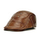 Casquette Plate en Cuir - Fauve