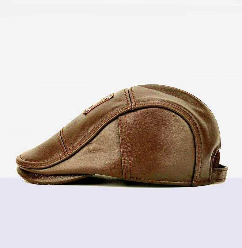 Casquette Plate en Cuir - Fauve 2