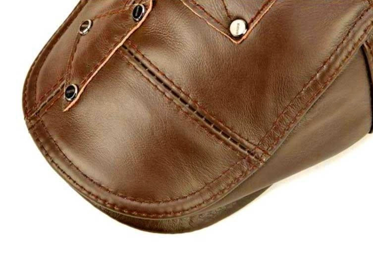 Casquette Plate en Cuir - Fauve 3