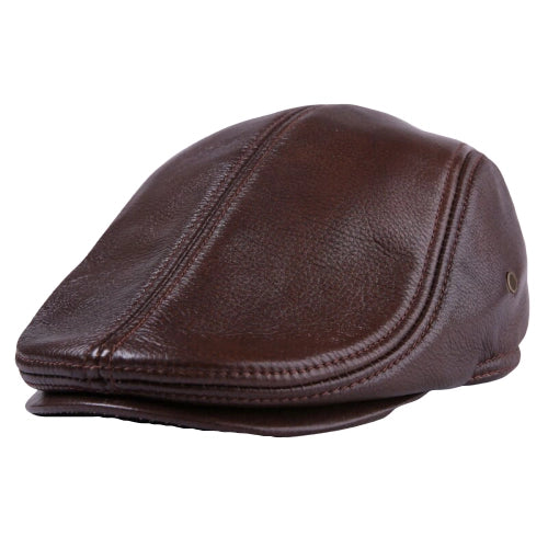 Casquette Plate en Cuir Marron - Kilwinning 1