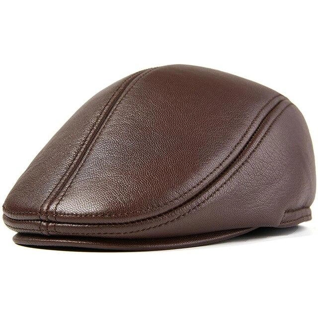 Casquette Plate en Cuir Marron - Tannerie 1