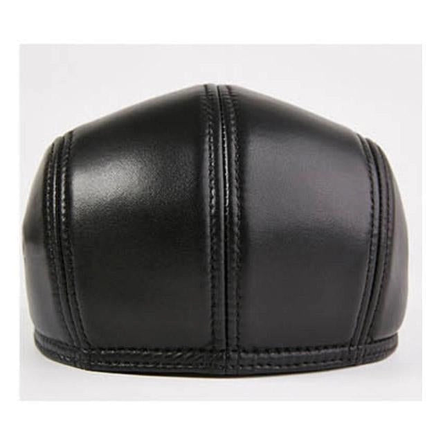 Casquette Plate en Cuir Noir - Gothamite 2