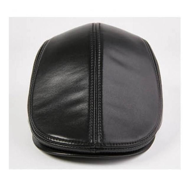 Casquette Plate en Cuir Noir - Gothamite 3