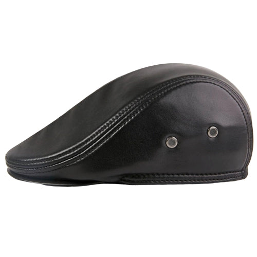 Casquette Plate en Cuir Noir - Gothamite 4