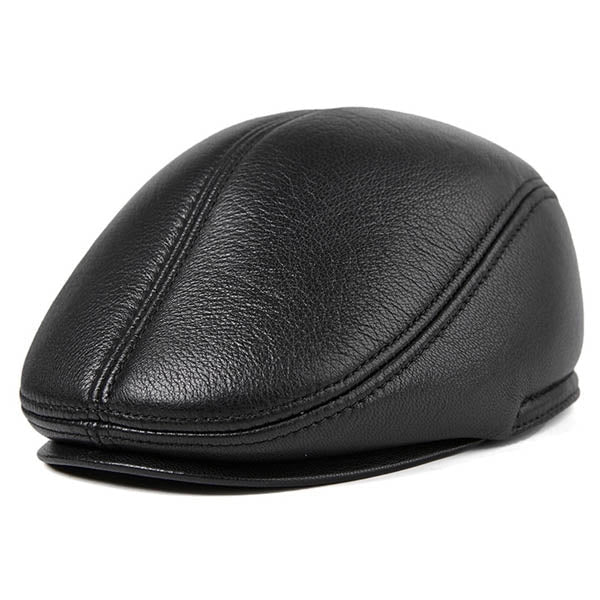 Casquette Plate en Cuir Noir - Sombrecuir 1