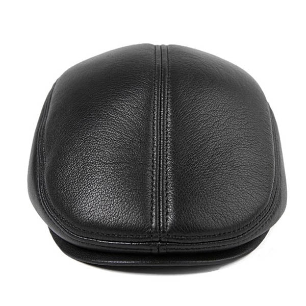 Casquette Plate en Cuir Noir - Sombrecuir 2
