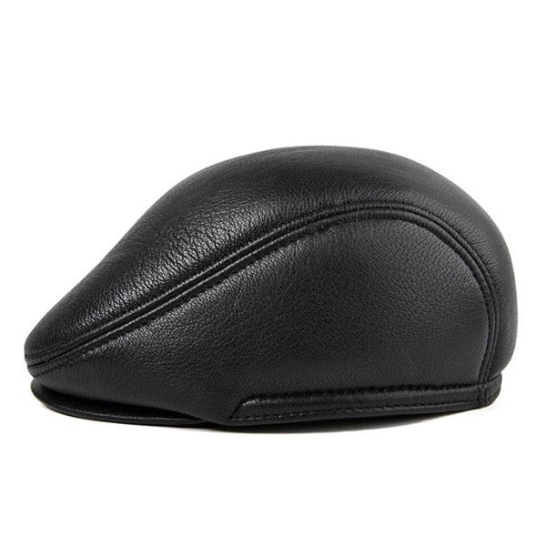Casquette Plate en Cuir Noir - Sombrecuir 3