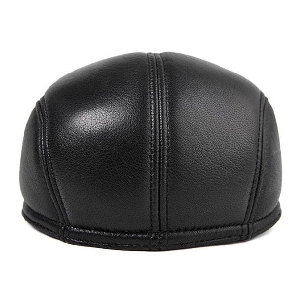 Casquette Plate en Cuir Noir - Sombrecuir 4
