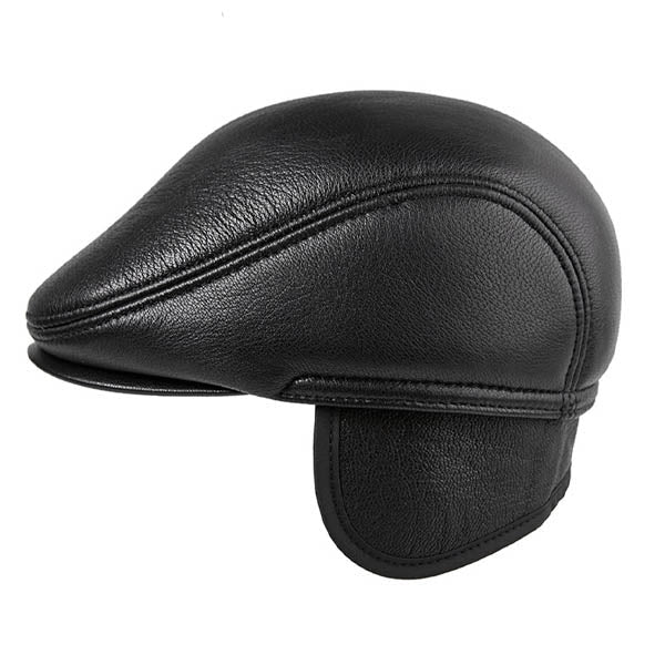 Casquette Plate en Cuir Noir - Sombrecuir 5
