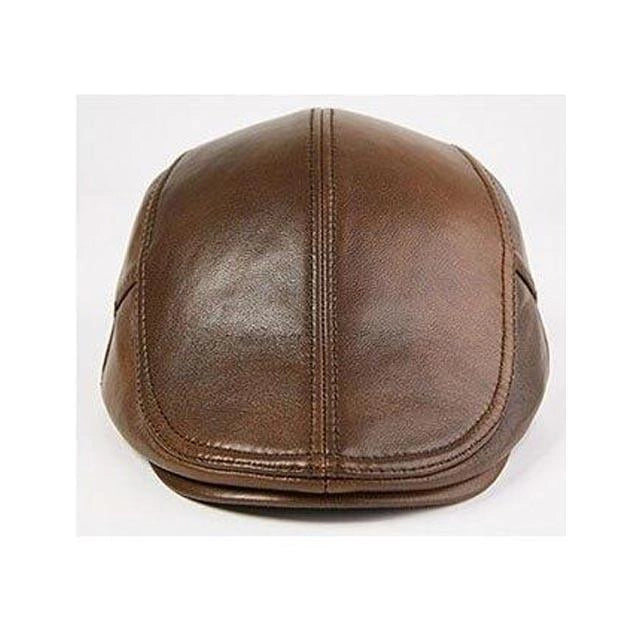 Casquette Plate en Cuir - Noisettier 2