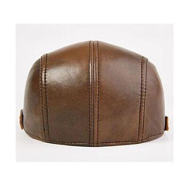 Casquette Plate en Cuir - Noisettier 3