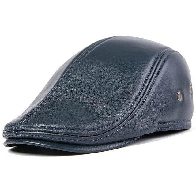 Casquette Plate en Cuir - Saphir 1