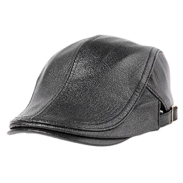 Casquette Plate en Cuir Vintage - Cuirsombre 1