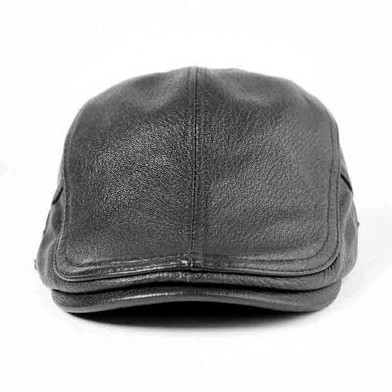 Casquette Plate en Cuir Vintage - Cuirsombre 2