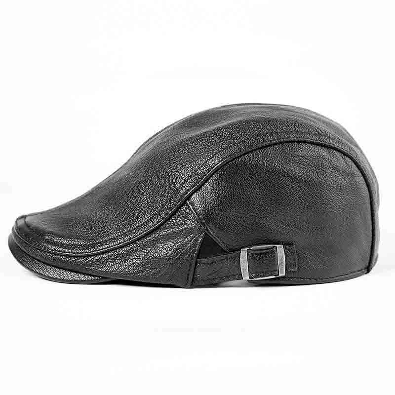 Casquette Plate en Cuir Vintage - Cuirsombre 3