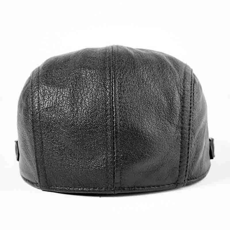 Casquette Plate en Cuir Vintage - Cuirsombre 4
