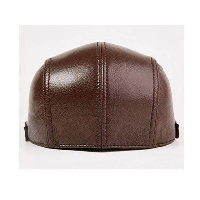 Casquette Plate en Cuir Vintage - Palissandre 3