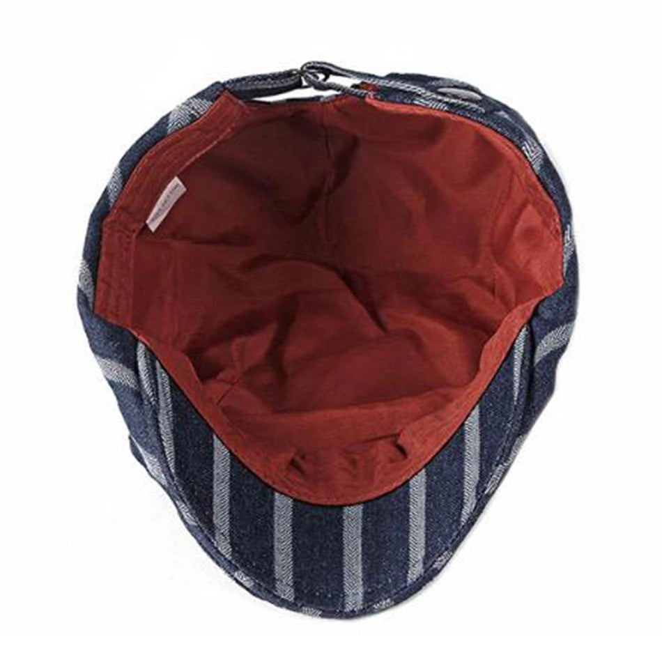 Casquette Plate en Denim à Rayures - Blueport 3