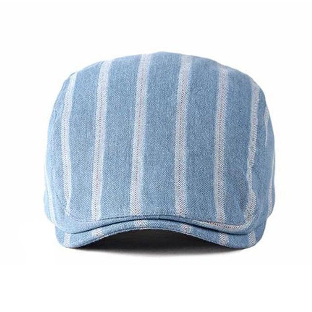 Casquette Plate en Denim Bleu Clair - Azurlume 1