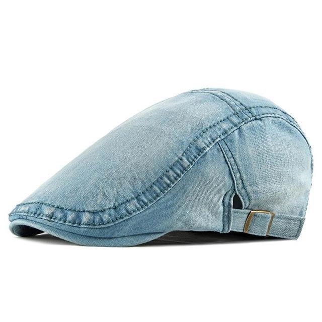 Casquette Plate en Denim Délavé - Délavure 1