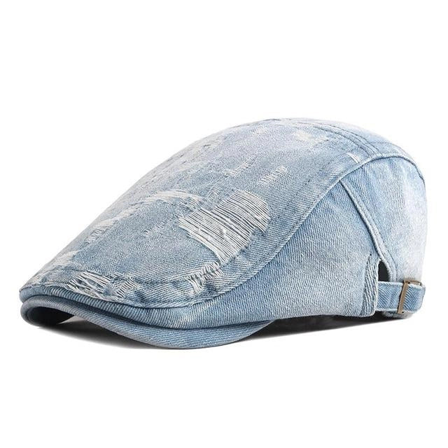 Casquette Plate en Denim - Délavine 1