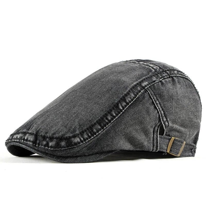 Casquette Plate en Denim Noir - Nuitdenim 1