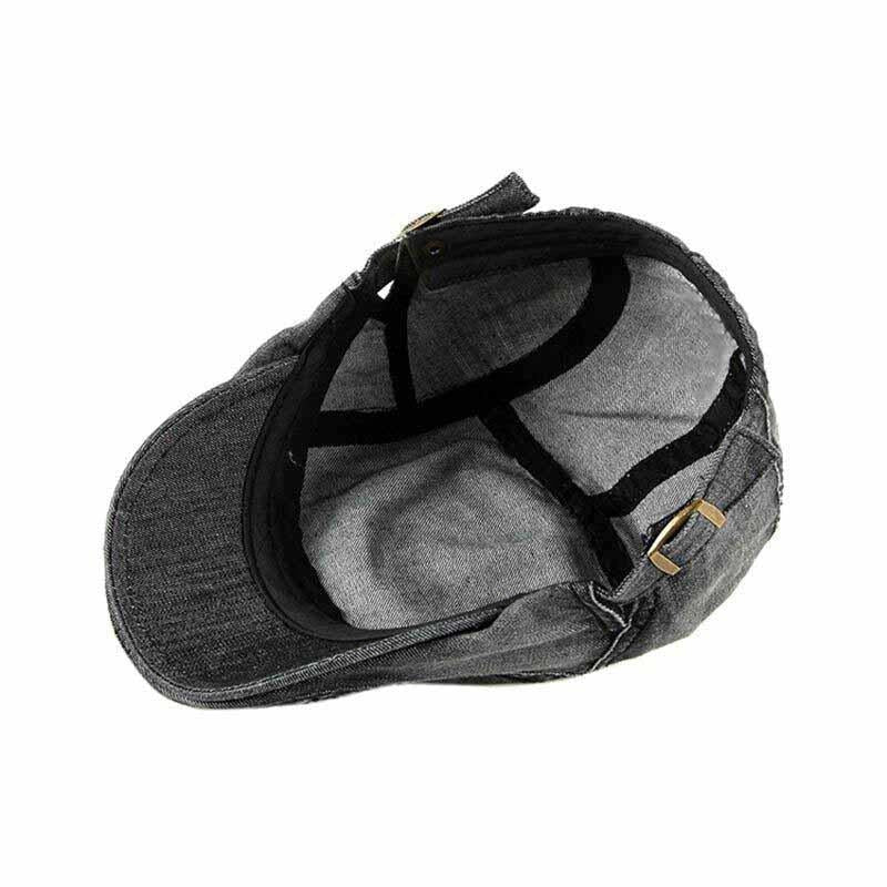 Casquette Plate en Denim Noir - Nuitdenim 4