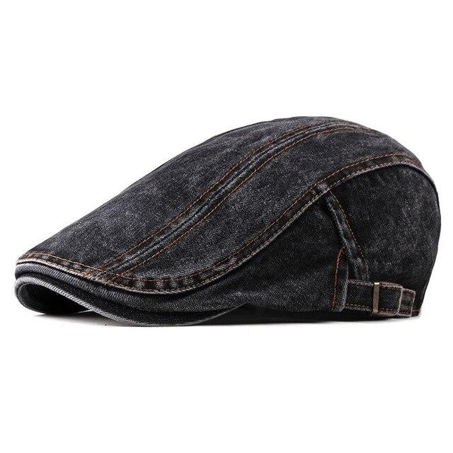 Casquette Plate en Denim Noir - Sépia 1