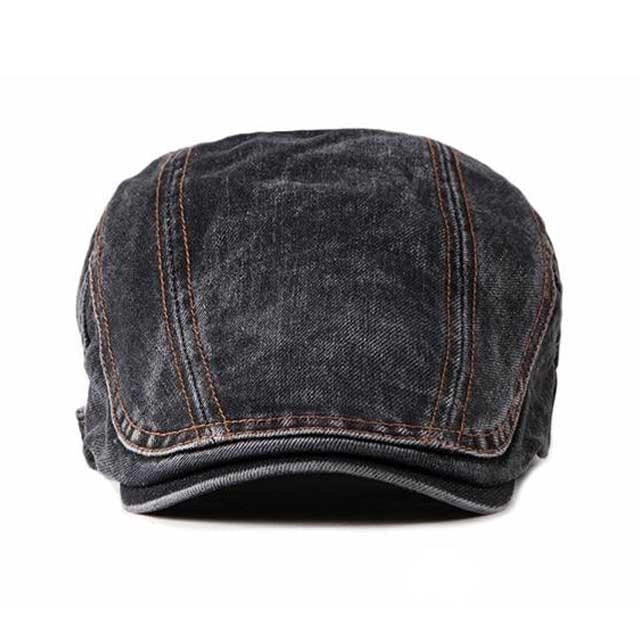 Casquette Plate en Denim Noir - Sépia 2