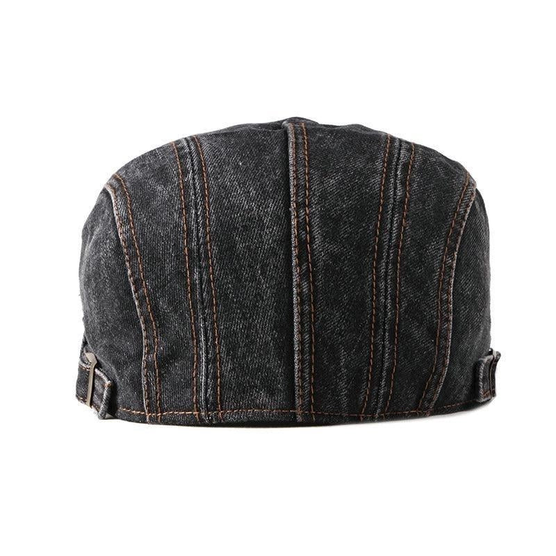 Casquette Plate en Denim Noir - Sépia 3