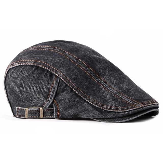 Casquette Plate en Denim Noir - Sépia 4