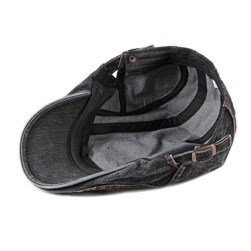 Casquette Plate en Denim Noir - Sépia 5