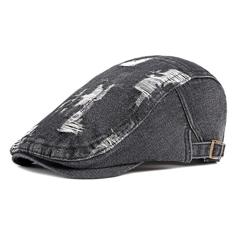 Casquette Plate en Jean Noir - Nuitjean 1