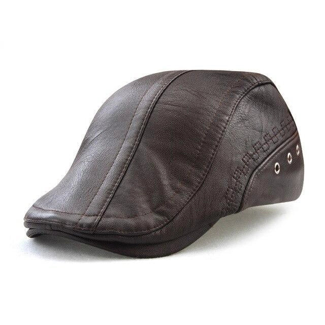 Casquette Plate en Simili Cuir - Cafénoir 1