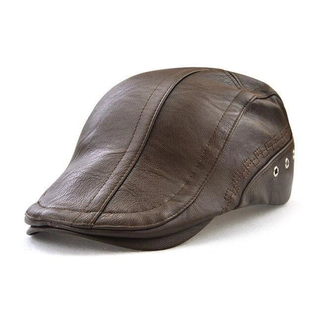 Casquette Plate en Simili Cuir - Marronnier 1