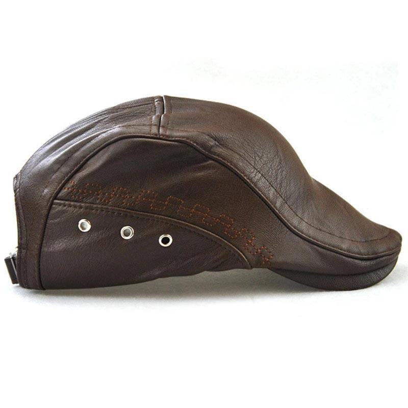 Casquette Plate en Simili Cuir - Marronnier 2