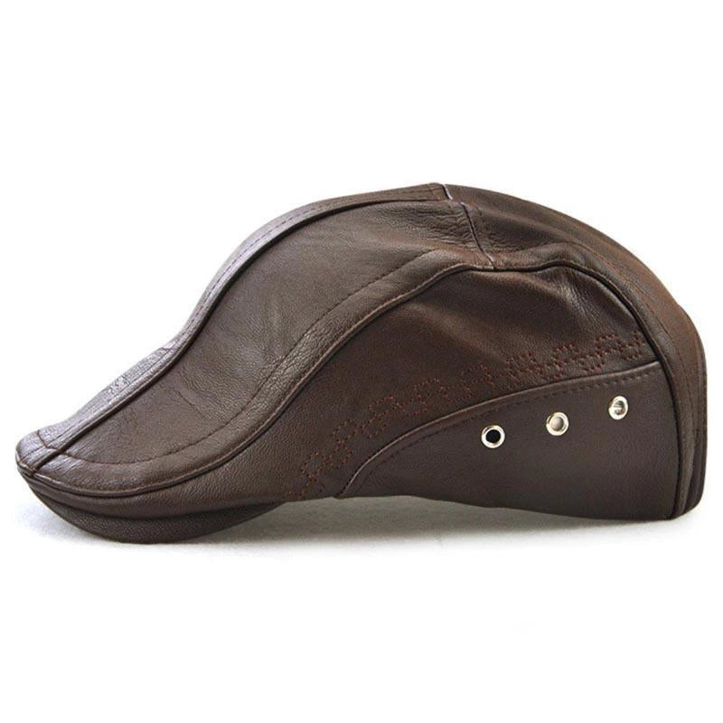 Casquette Plate en Simili Cuir - Marronnier 3