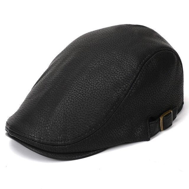 Casquette Plate en Simili Cuir Noir - Basalte 1