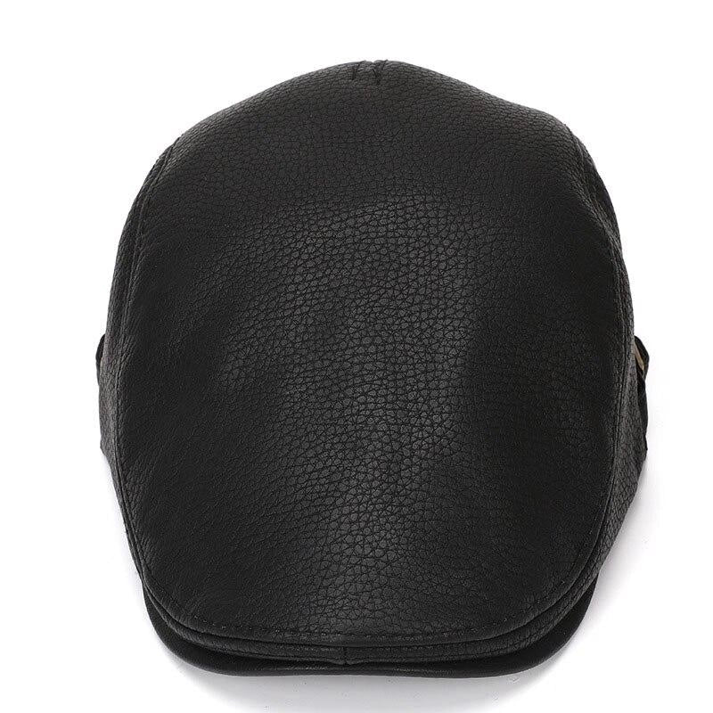 Casquette Plate en Simili Cuir Noir - Basalte 2