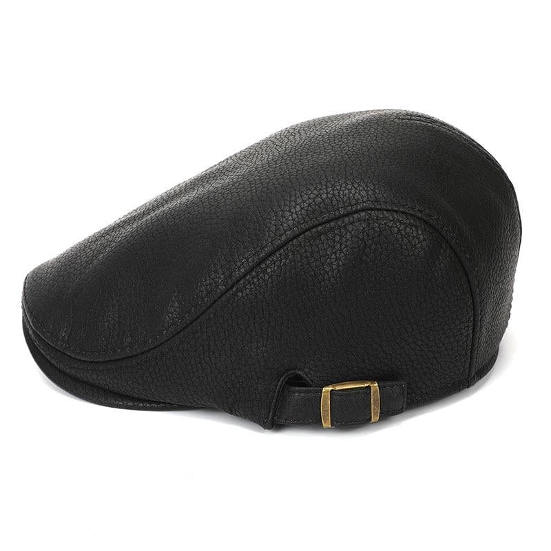Casquette Plate en Simili Cuir Noir - Basalte 3
