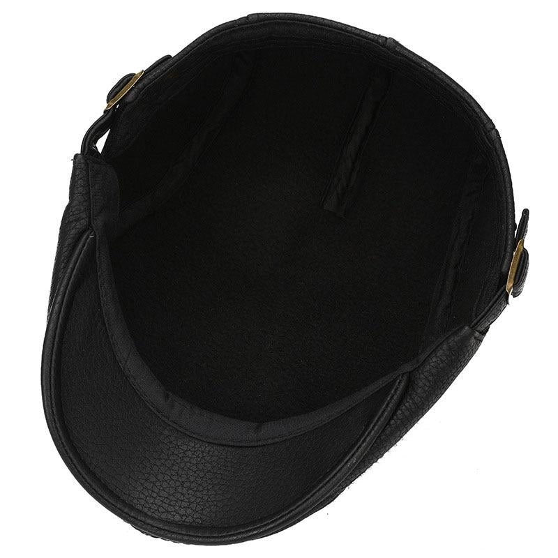 Casquette Plate en Simili Cuir Noir - Basalte 4