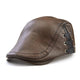 Casquette Plate en Simili Cuir - Tabac