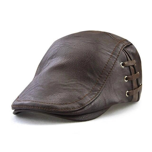 Casquette Plate en Simili Cuir Vintage - Lacage 1